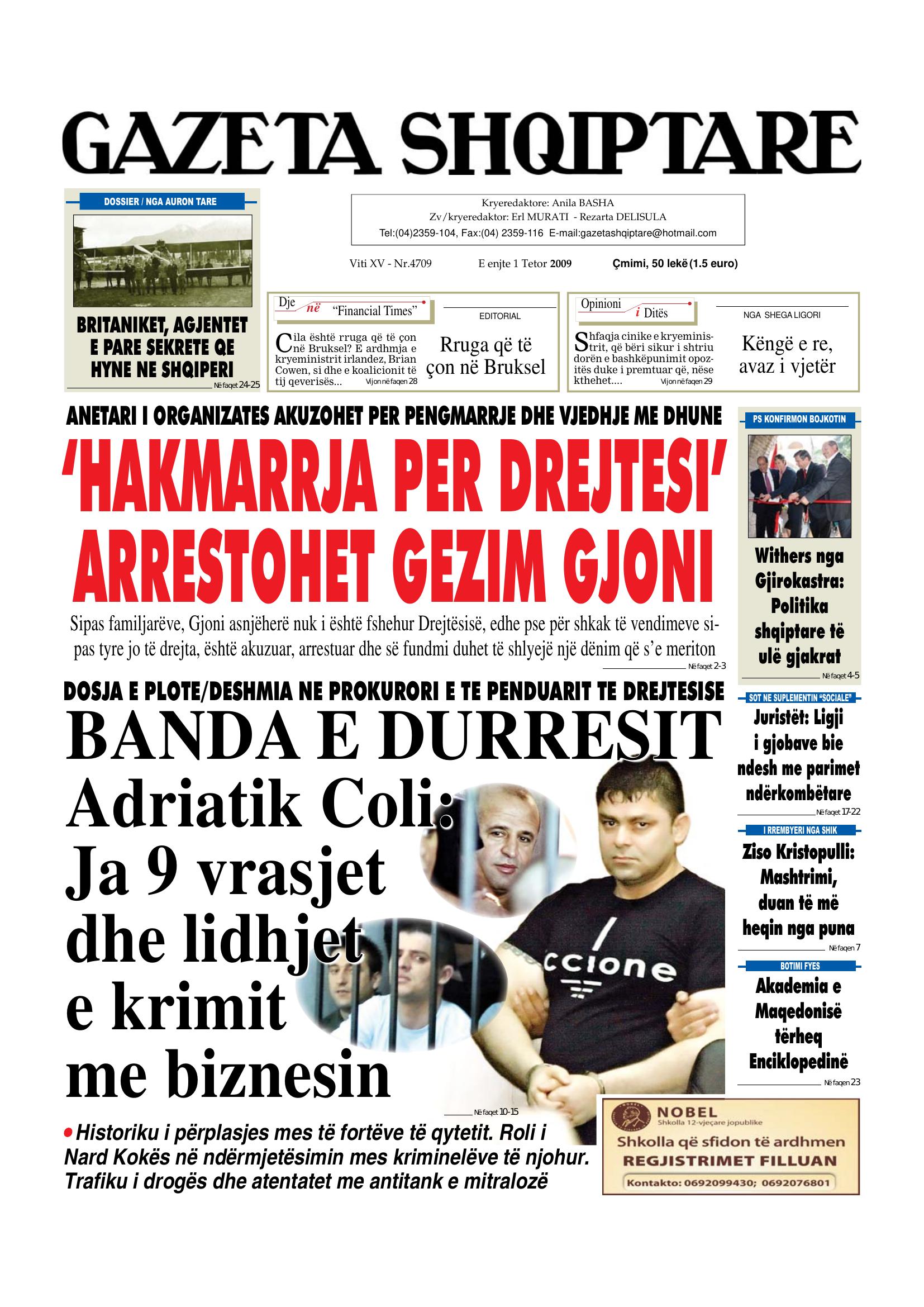 Gazeta Shqiptare 2009-10-01